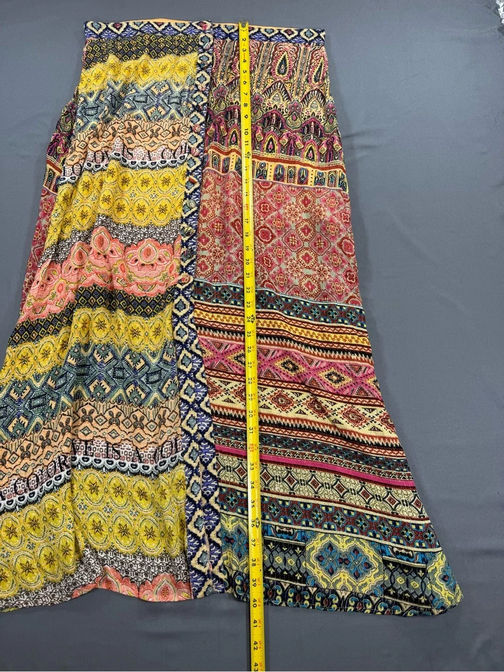 Desigual Vibrant Patchwork Maxi Skirt in Yellow, Pink, Blue & Green